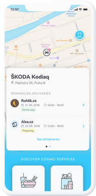 Car trunk delivery app for Škoda Auto, UX/UI, 2018